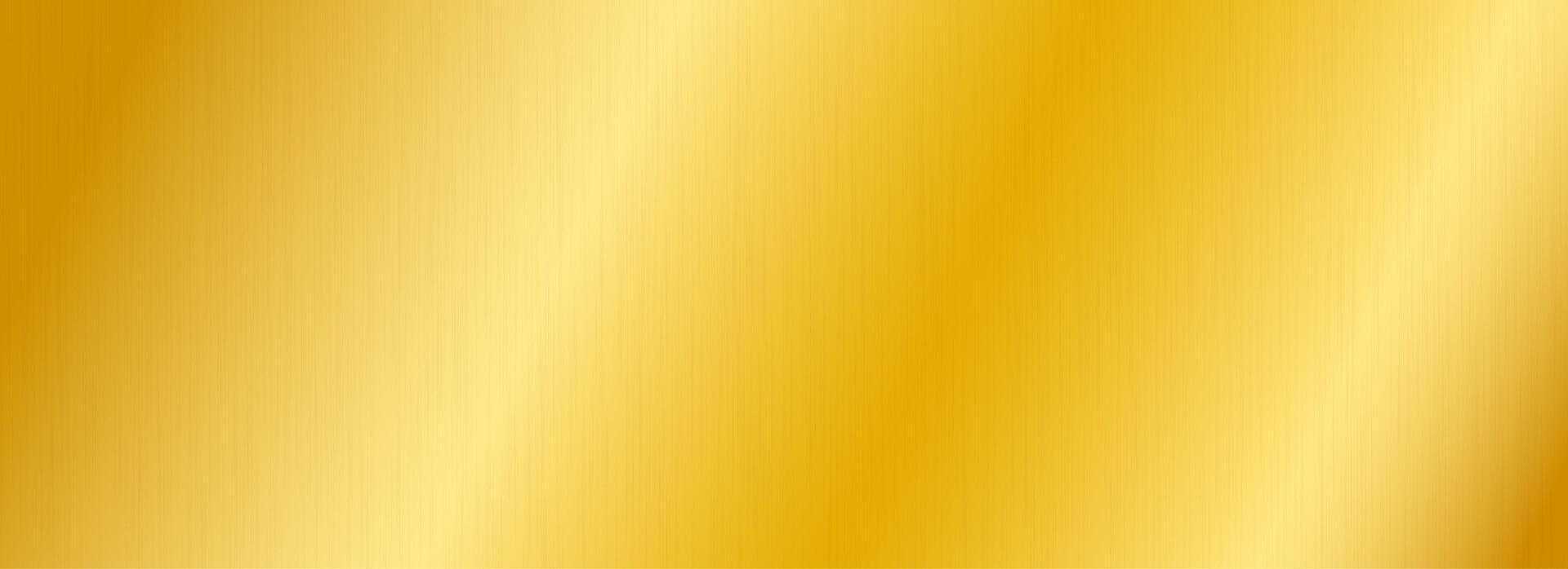 Golden metallic gradient texture. Gold metal foil background. Wide shiny polished yellow sheet for label, plate, plaque, sign, tag, print, banner. Slanted textured material surface. vector