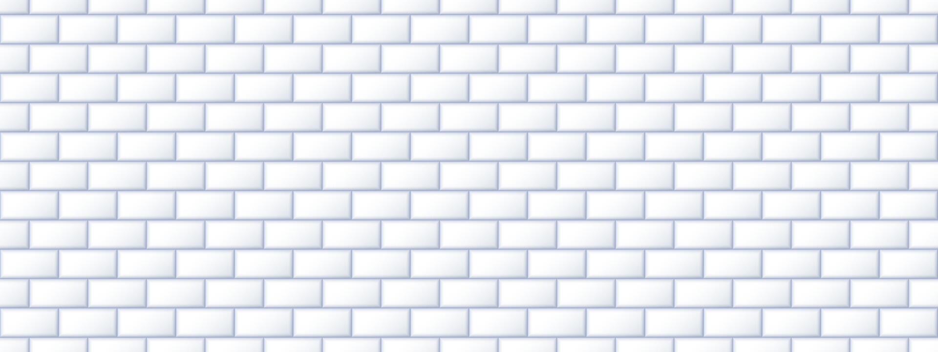 Seamless grey tile pattern. Rectangle ceramic tiled texture for bathroom wall, kitchen floor, pool surface. Repeating light mosaic grid background. Repeated white brick wallpaper. vector