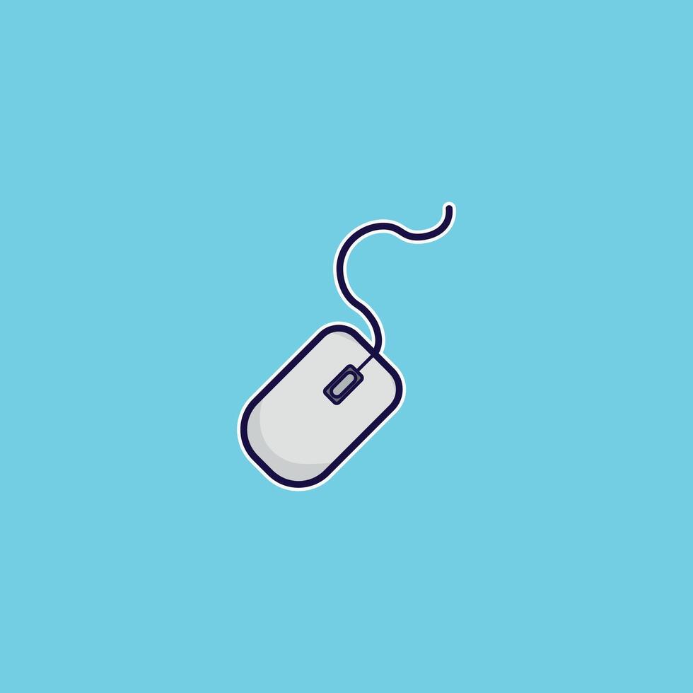 Mouse cable outline color cartoon style vector