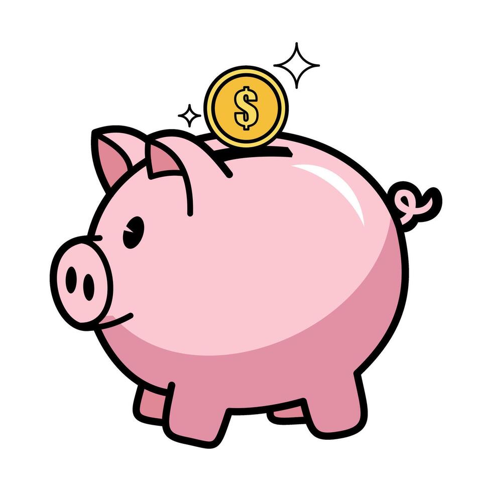 Piggy bank with dollar coin illustration vector