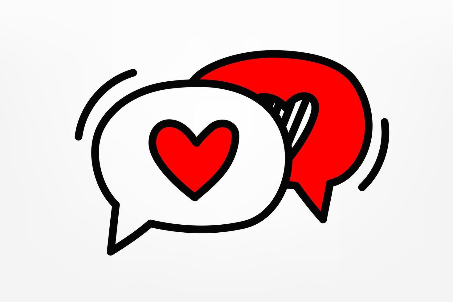 Seech clouds with hearts. Love concept. doodles vector