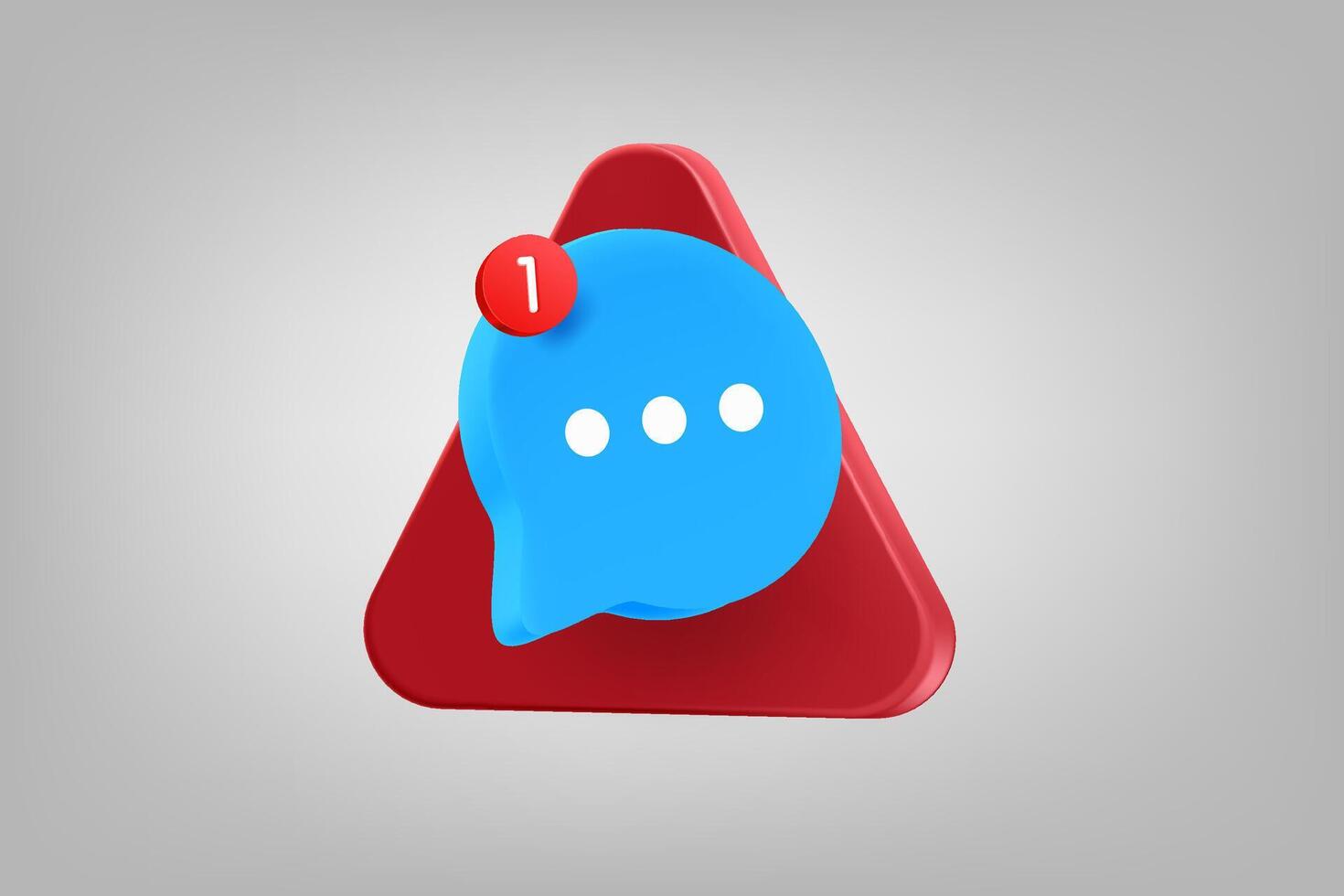 Red triangle with speech bubble. 3d application icon vector