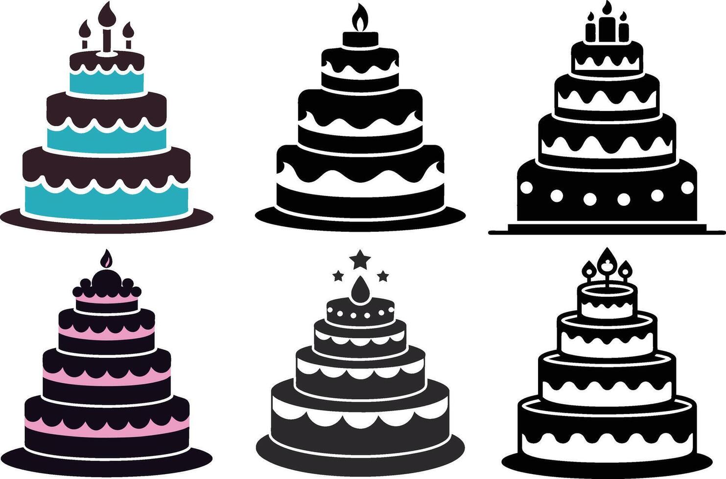 Layered Birthday Cake Silhouette Artwork vector