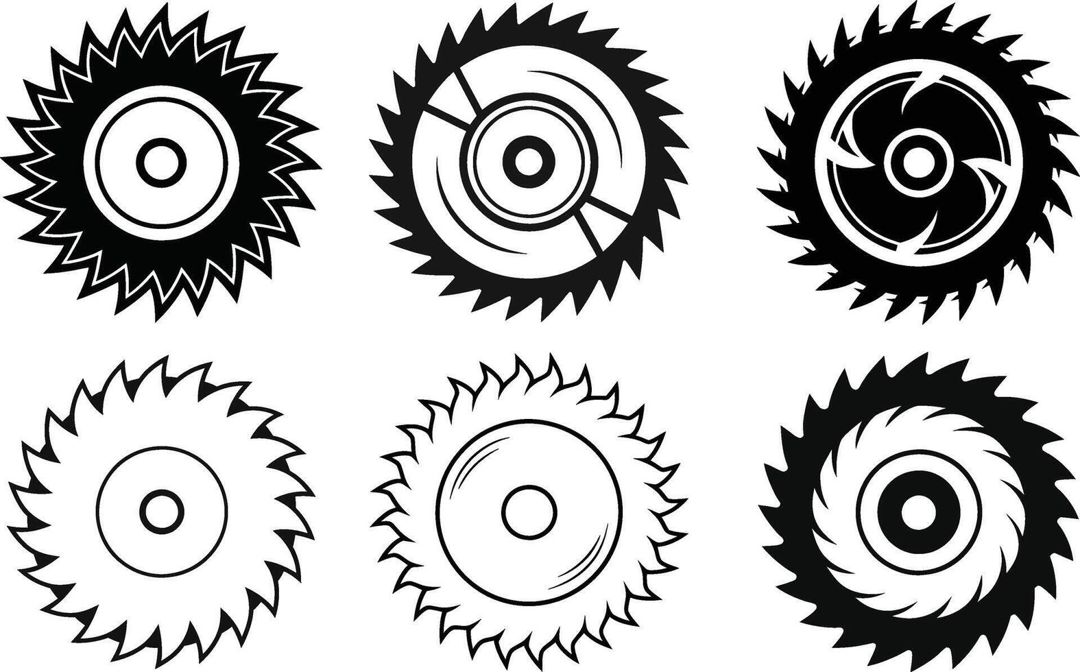 Set of Circular Saw Blade Silhouette Illustration vector
