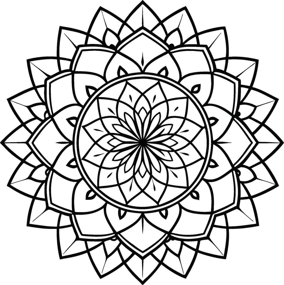 Floral Mandala black and white design vector