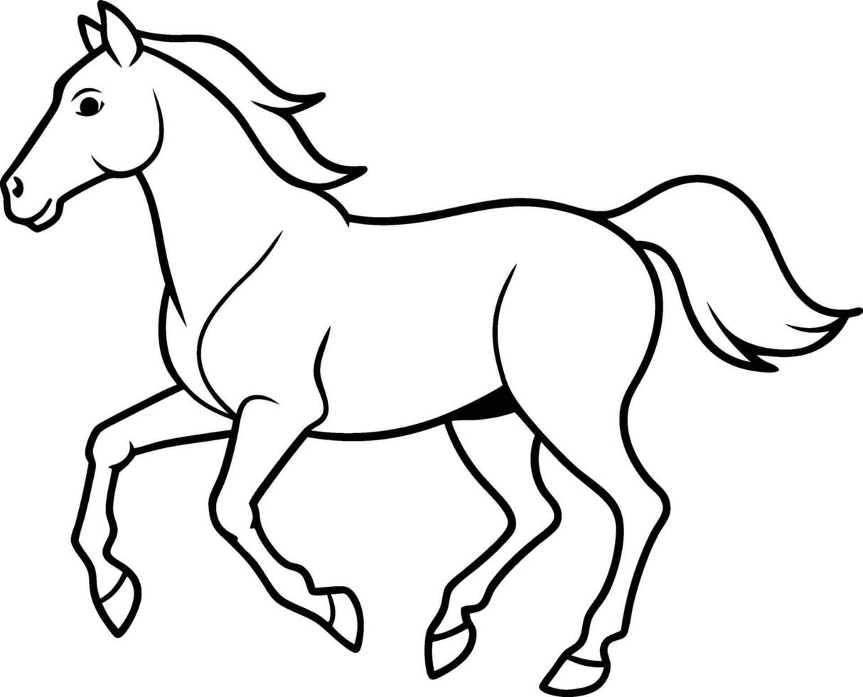 Running Horse Line Drawing Illustration design vector