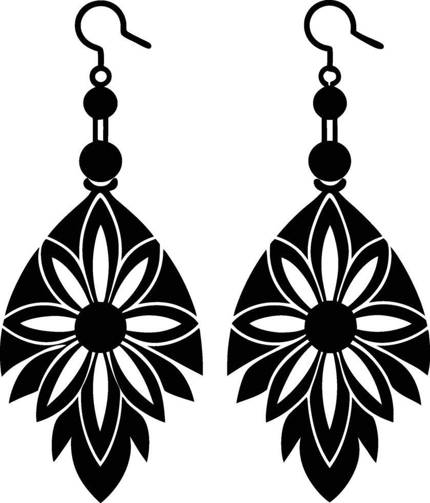 Earrings Silhouette Illustration Elegant Jewelry vector
