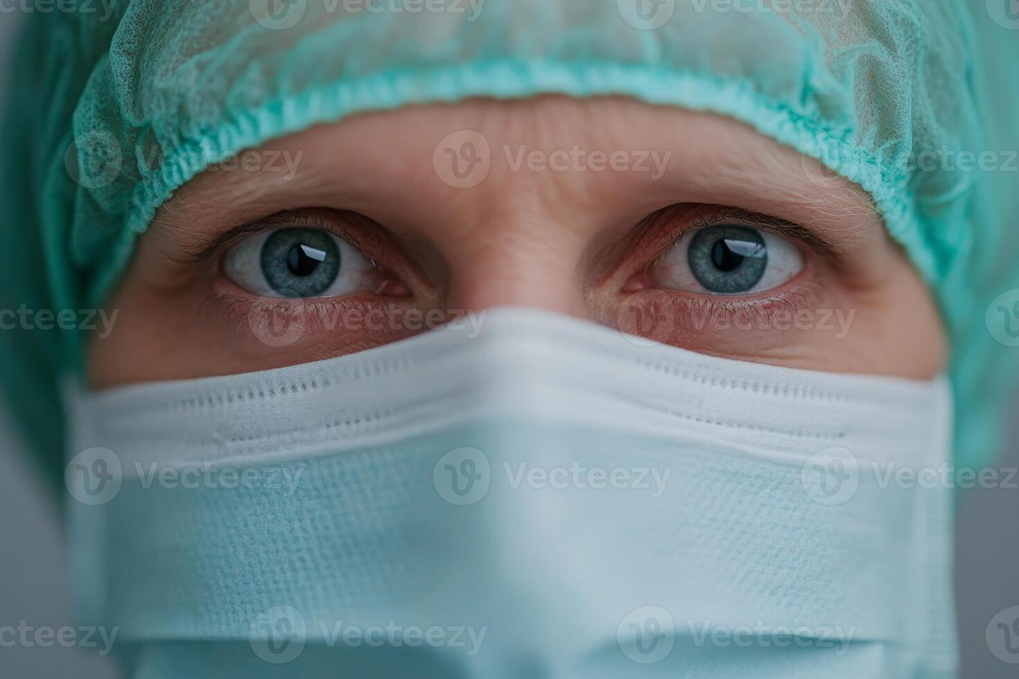 Healthcare worker in scrubs preparing for a patient interaction in a medical facility photo