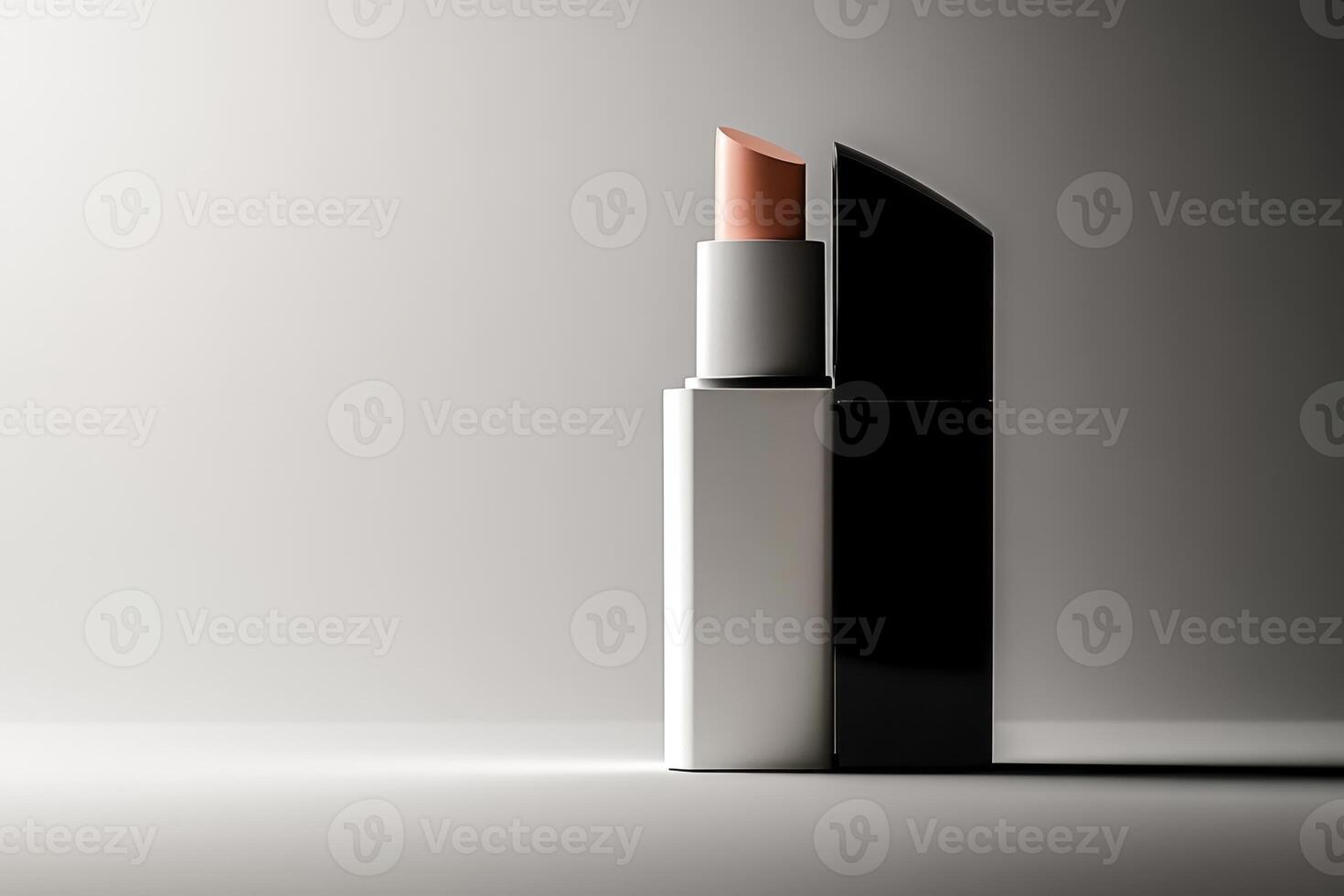 Modern lipstick packaging with minimalist design on a softly lit background in a studio setup photo