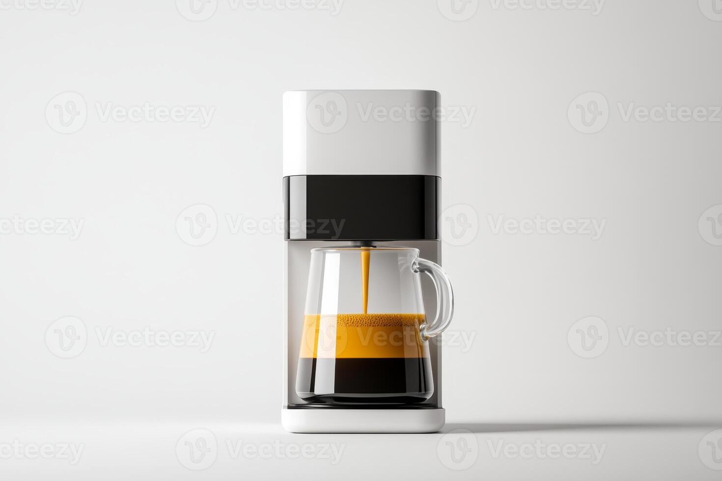 Modern coffee maker brewing rich espresso in a minimalist kitchen setting during the morning photo