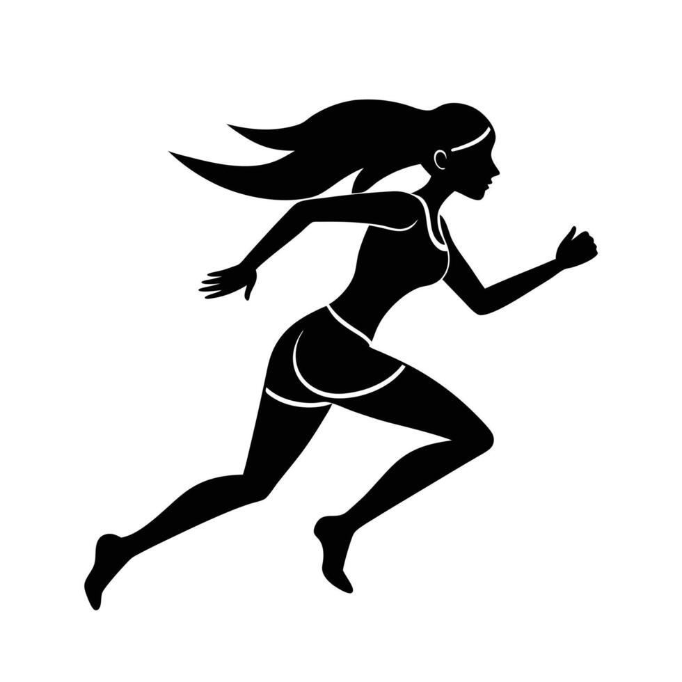 Silhouette of a woman running, highlighting athleticism art vector