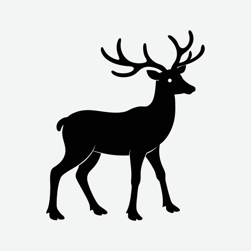 A black silhouette of a deer on a white background vector