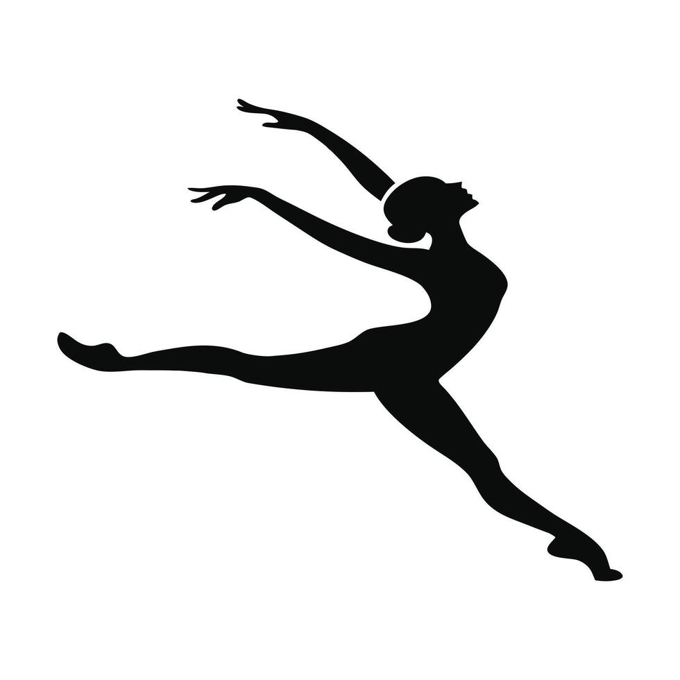 Graceful Ballerina Silhouette in Mid-Jump vector