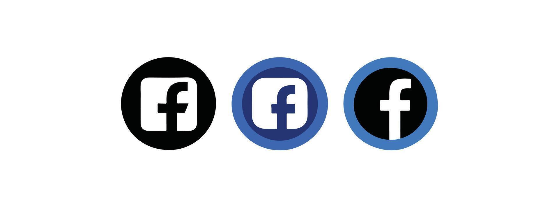 Print Facebook logo icons set isolated on white background vector