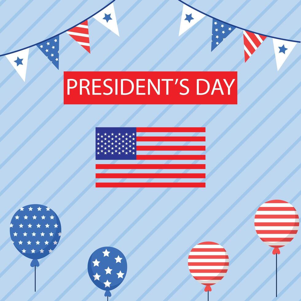 President Day. Happy President's Day Background and Banner. Presidents Day of USA Greeting Card with USA Flag. vector