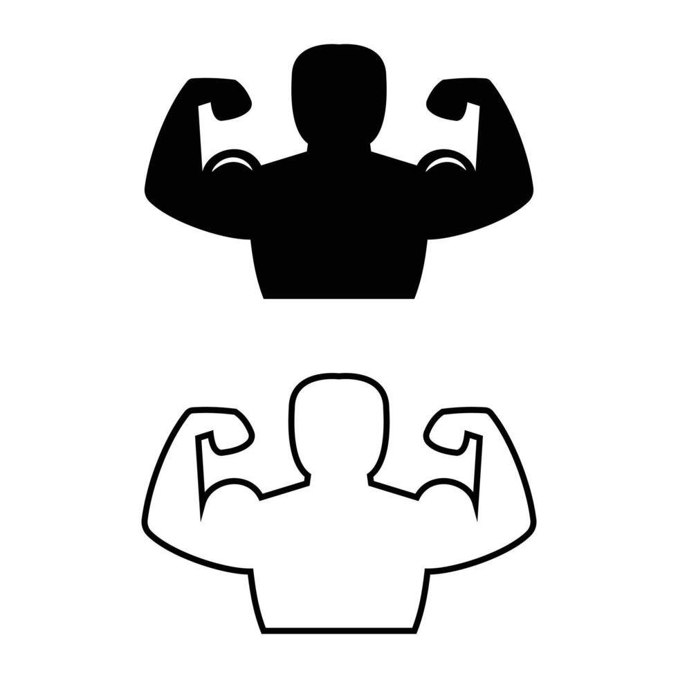 Muscles icon set, strong arm of an athlete, Linear Hand icons, biceps icons, Bodybuilding and fitness concept, on a white background. Bicep flex icon set. vector