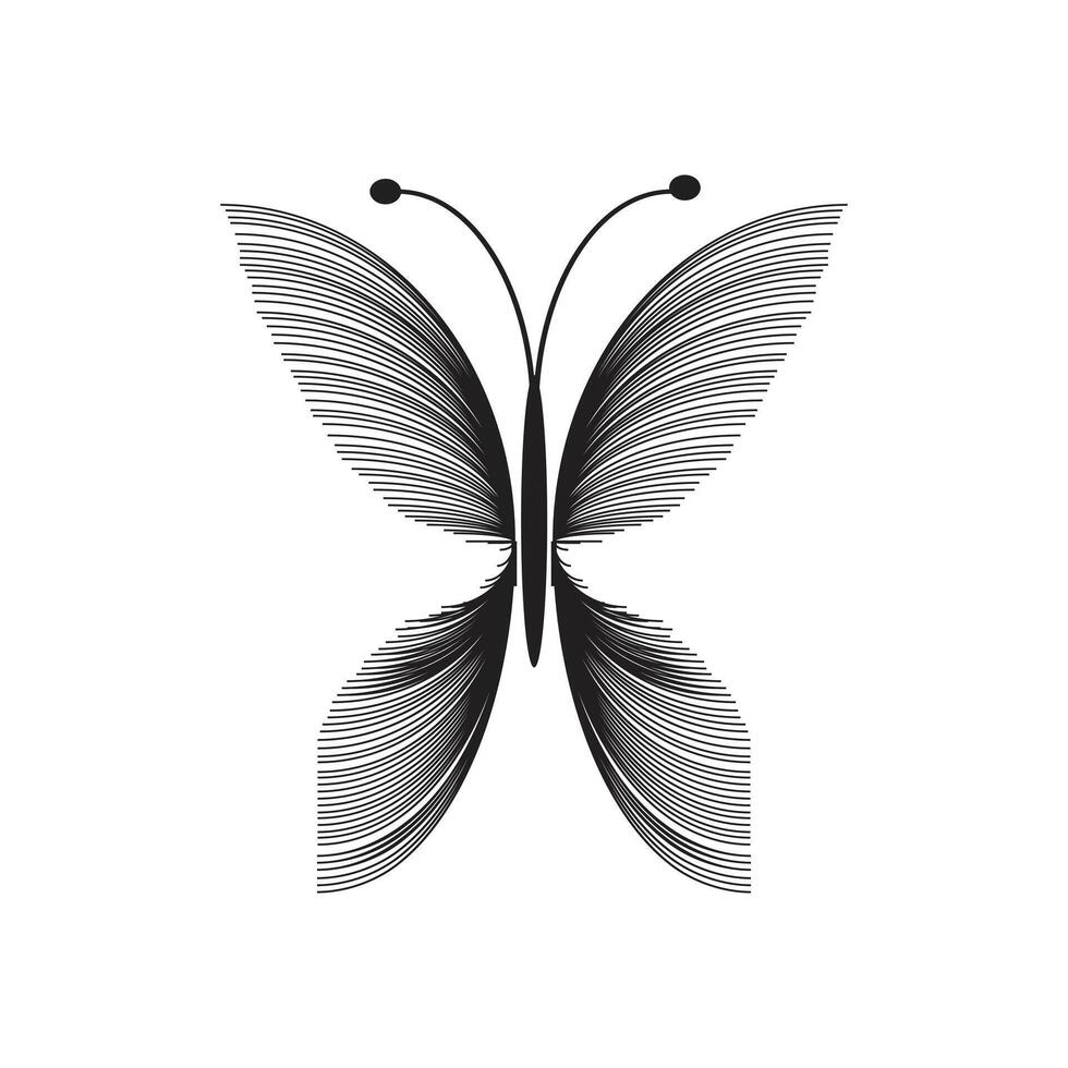 Butterfly unique icon. Simple minimal butterfly line tattoo icon logotype. vector