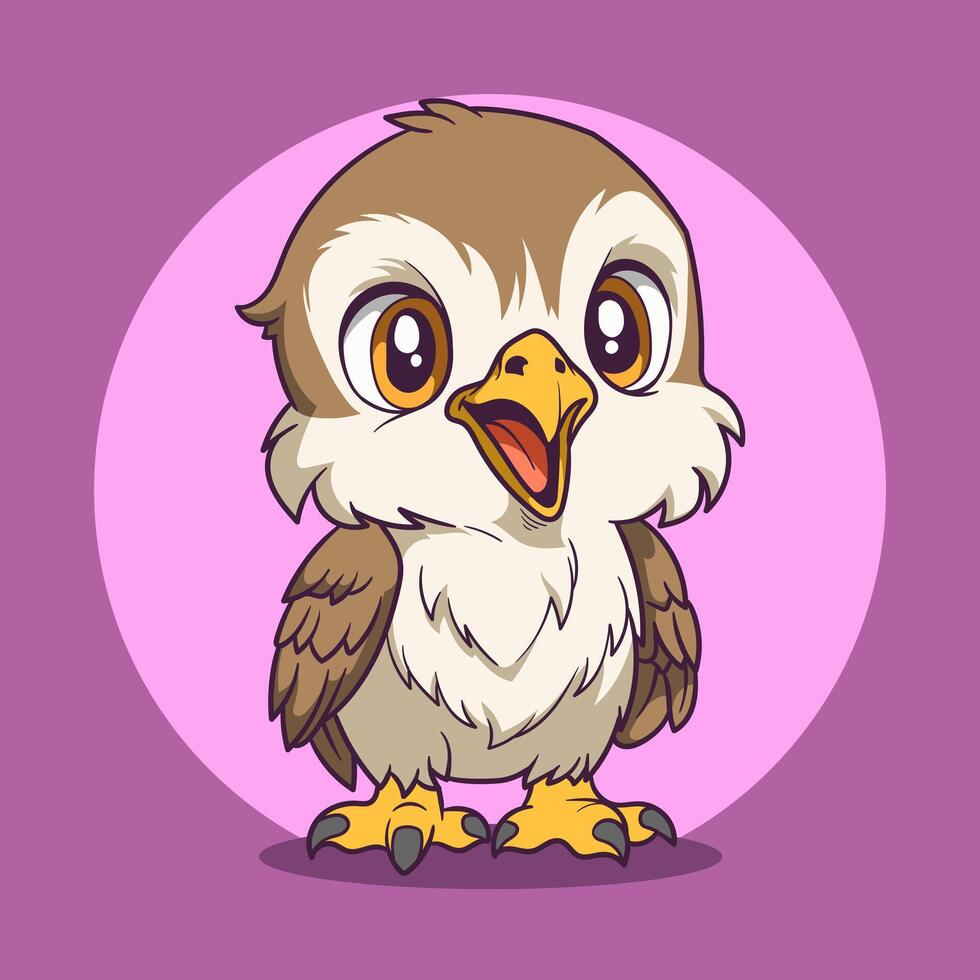 Cartoon owl on a purple background vector