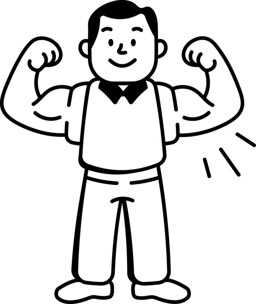 Strong dad icon in doodle style vector