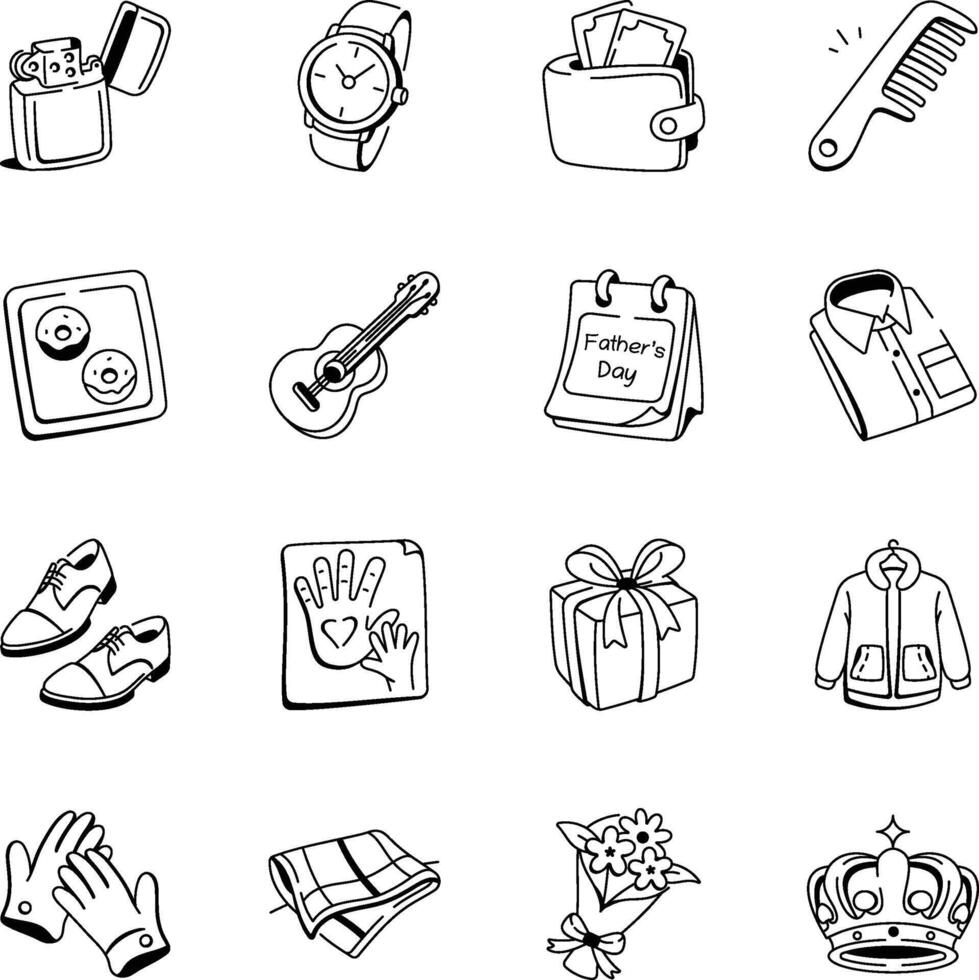 Collection of Hand Drawn Father Icons vector