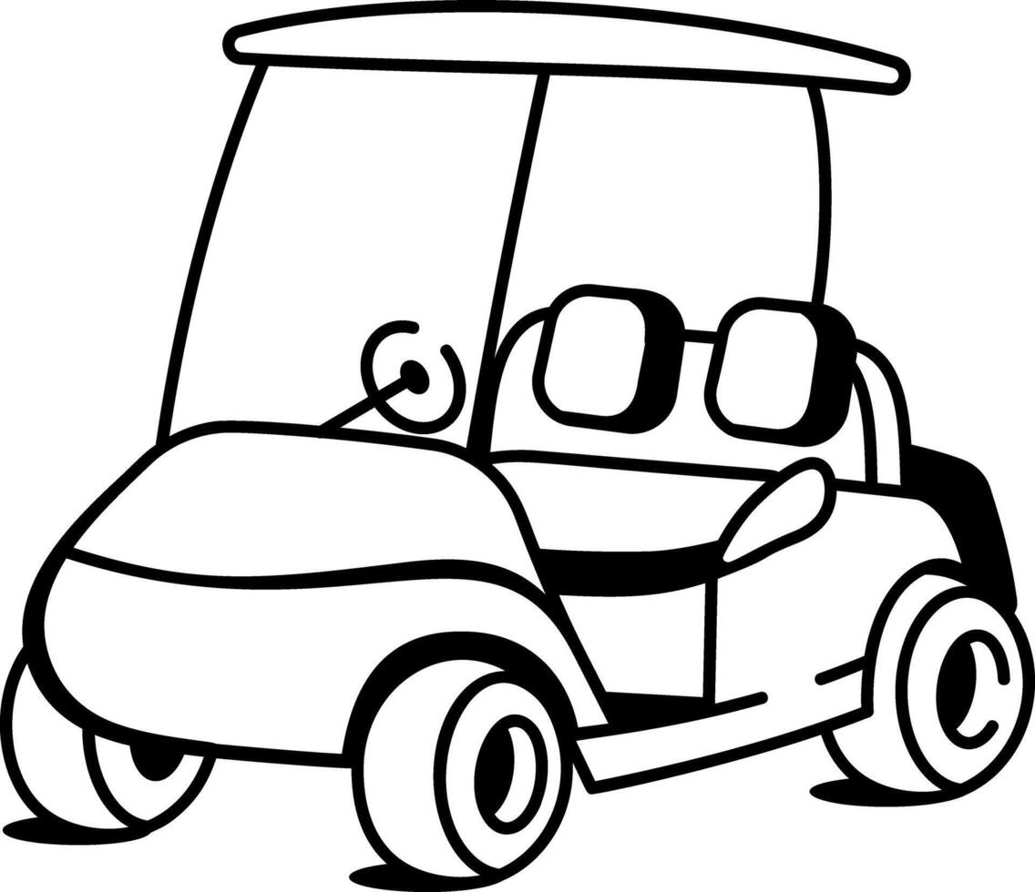 Golf cart icon in hand drawn style vector