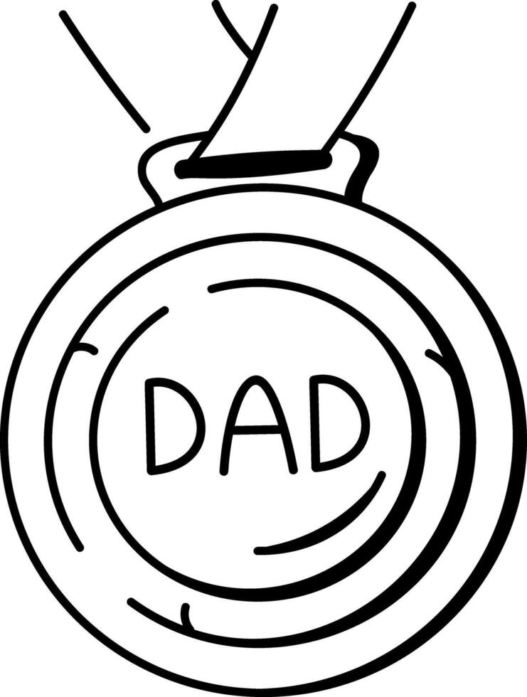 Dad medal icon in hand drawn style vector