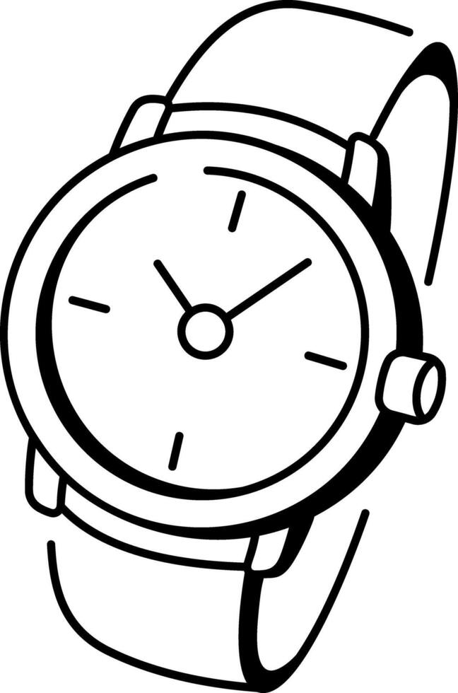 A hand drawn icon of wristwatch vector