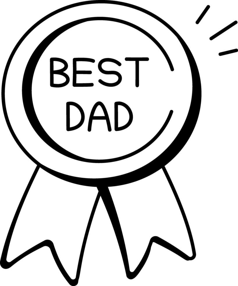 Best dad badge icon in doodle style vector