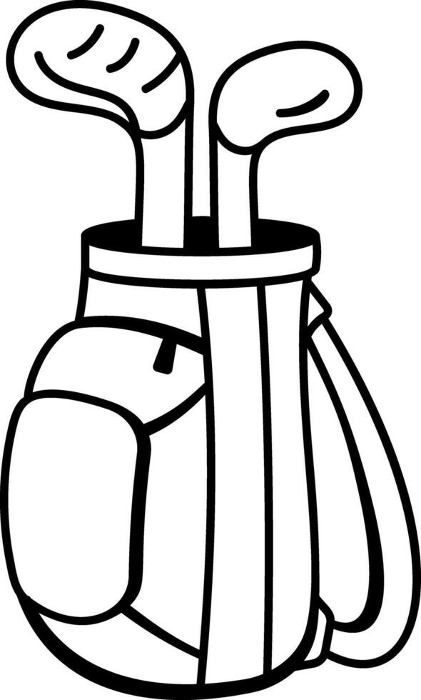 Golf bag icon in hand drawn style vector