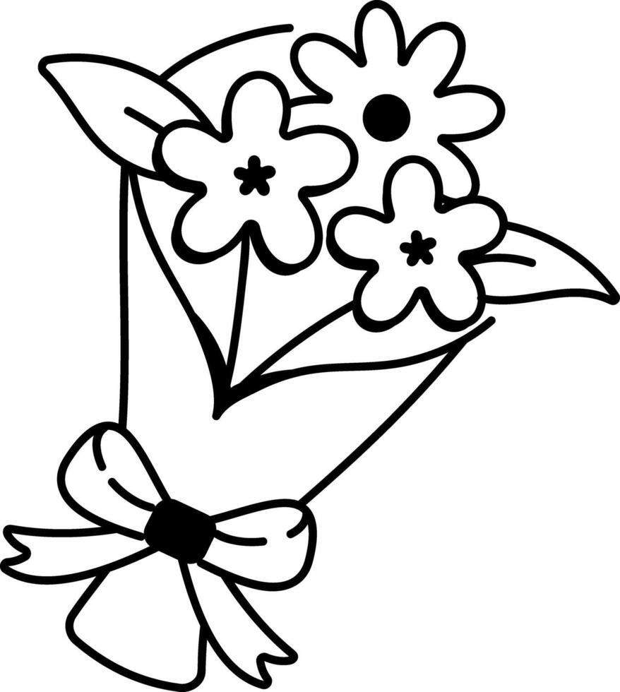Flower bouquet icon in doodle style vector