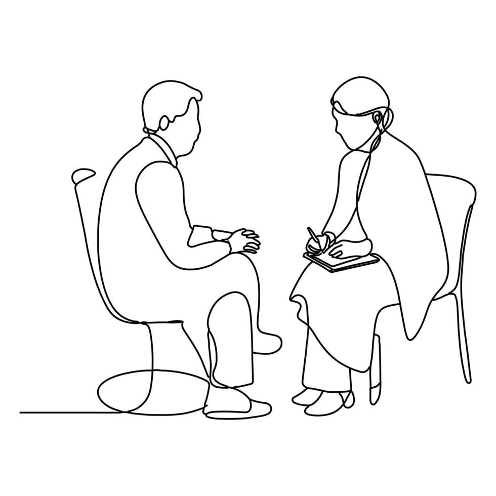 The female psychologist approaches the depressed old man with empathy and compassion, giving him strength on the path to recovery. vector