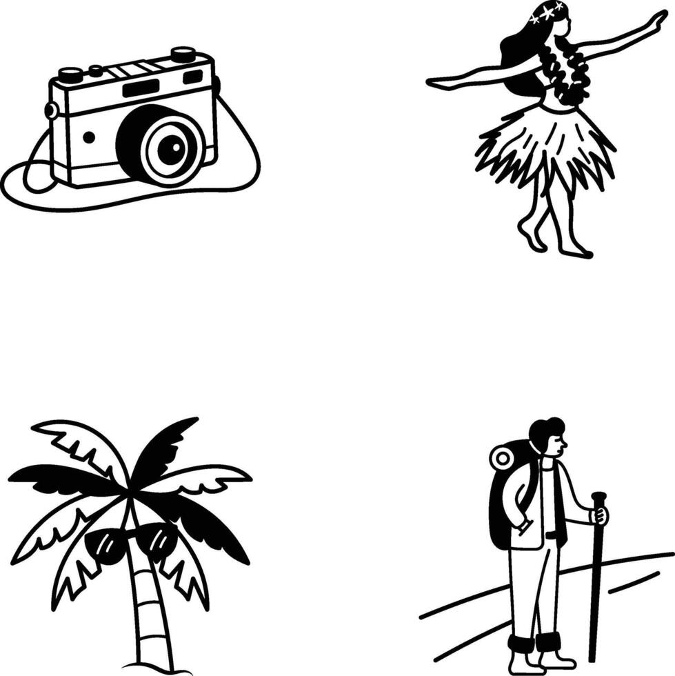 Pack of Hand Drawn Summer Holidays Icons vector