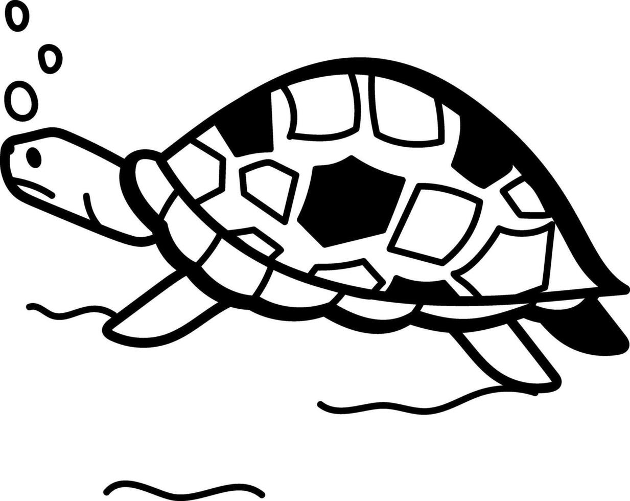 A hand drawn icon of sea turtle vector