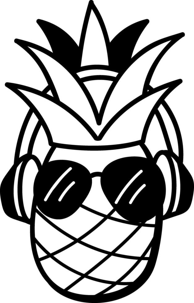 Cool pineapple icon in hand drawn style vector