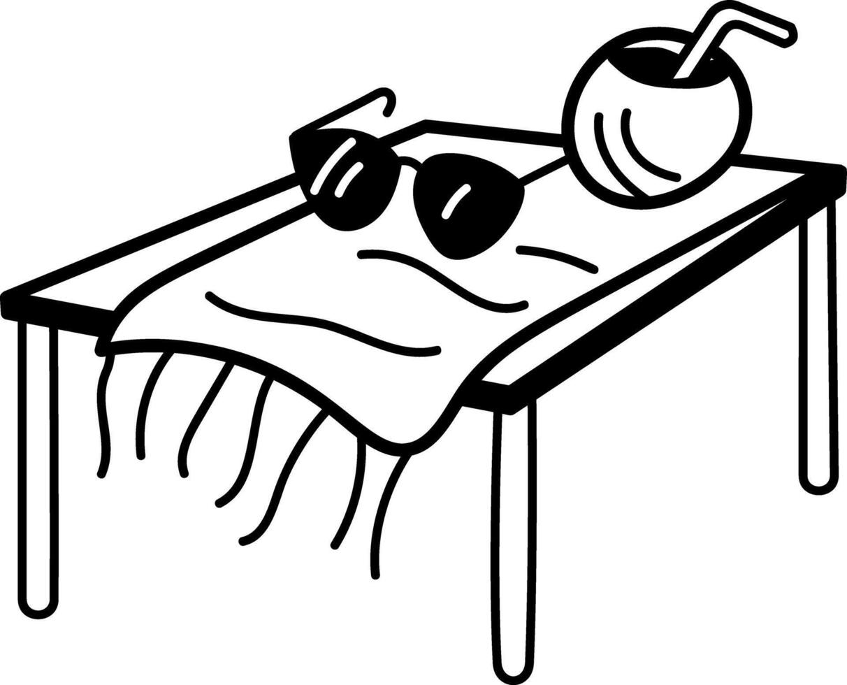 Beach accessories icon in doodle style vector