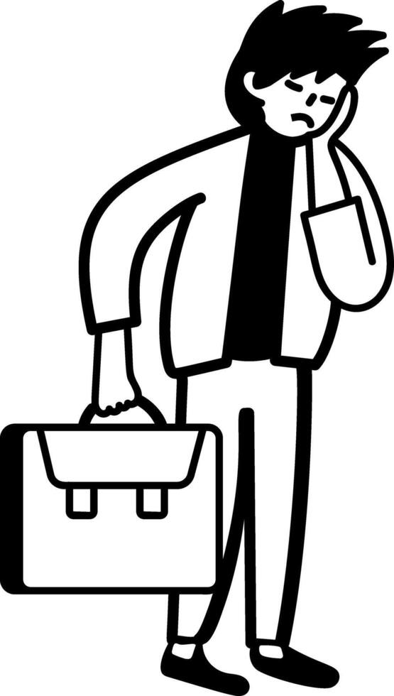 A hand drawn icon of traveller holding a bag vector