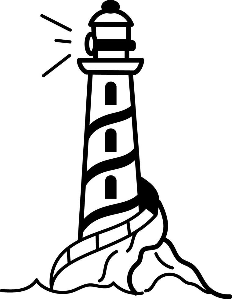 Lighthouse tower icon in doodle style vector