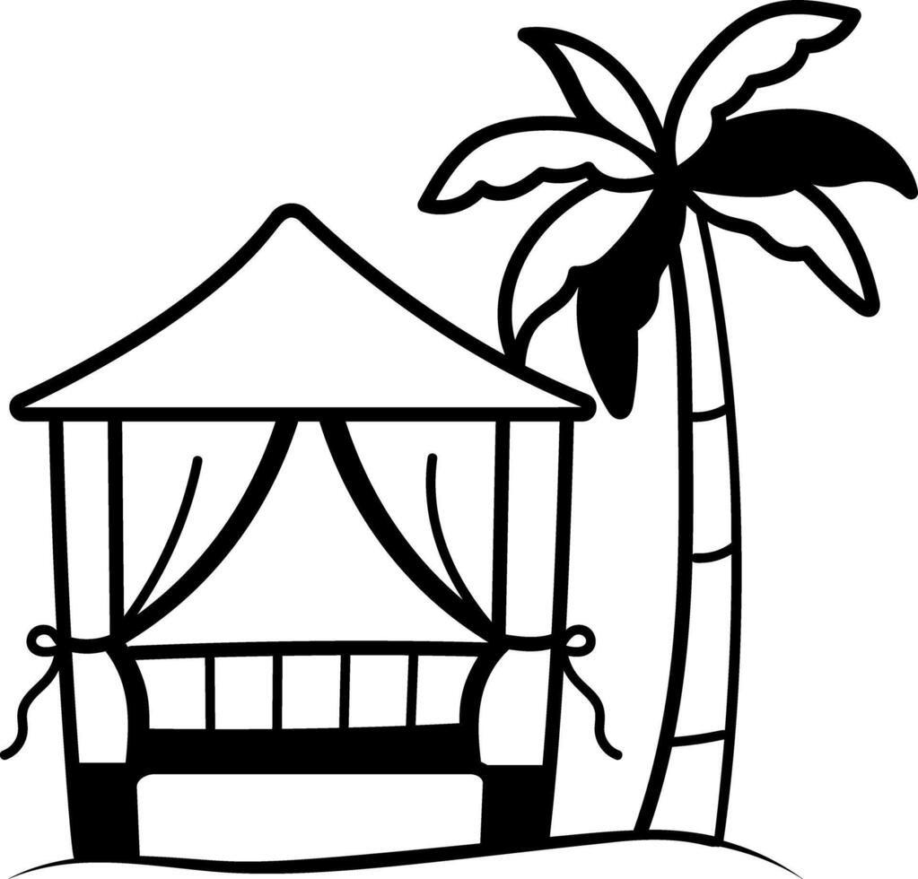 Cabana icon in hand drawn style vector
