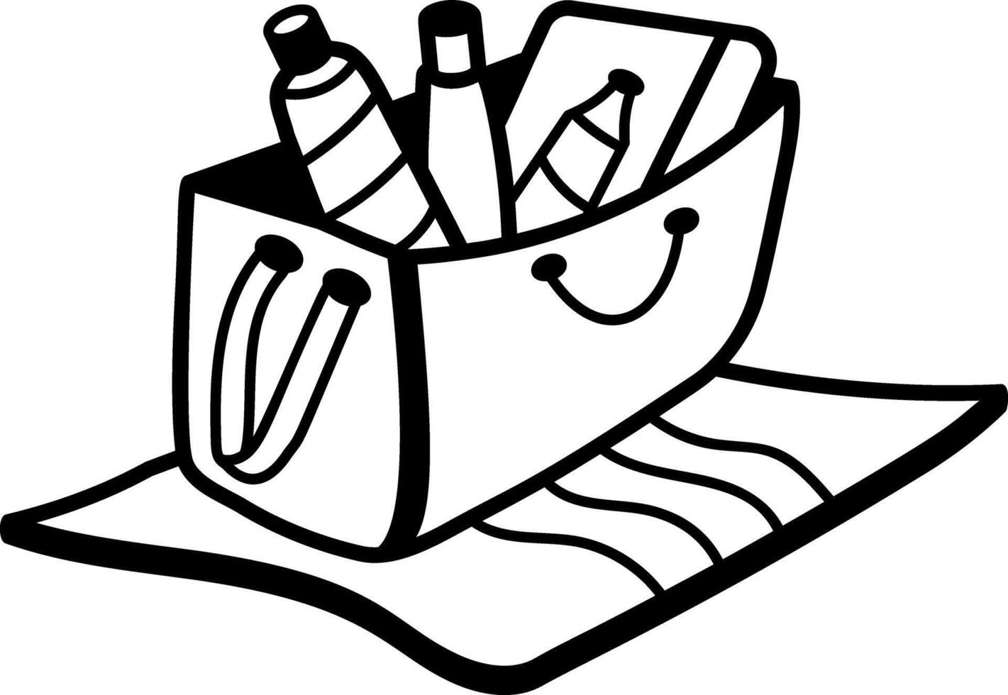 A hand drawn icon of beach bag vector