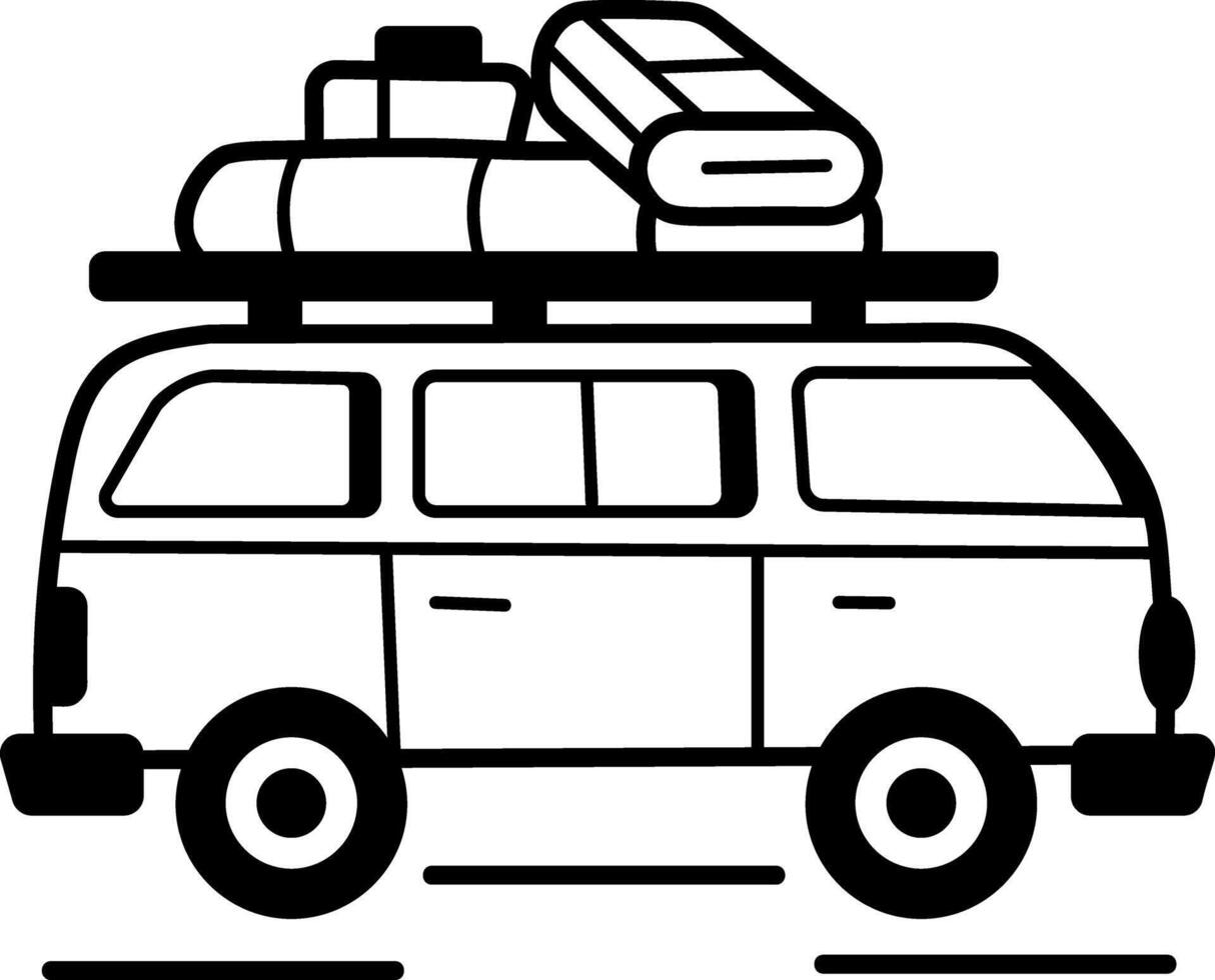 Travel van icon in doodle style vector