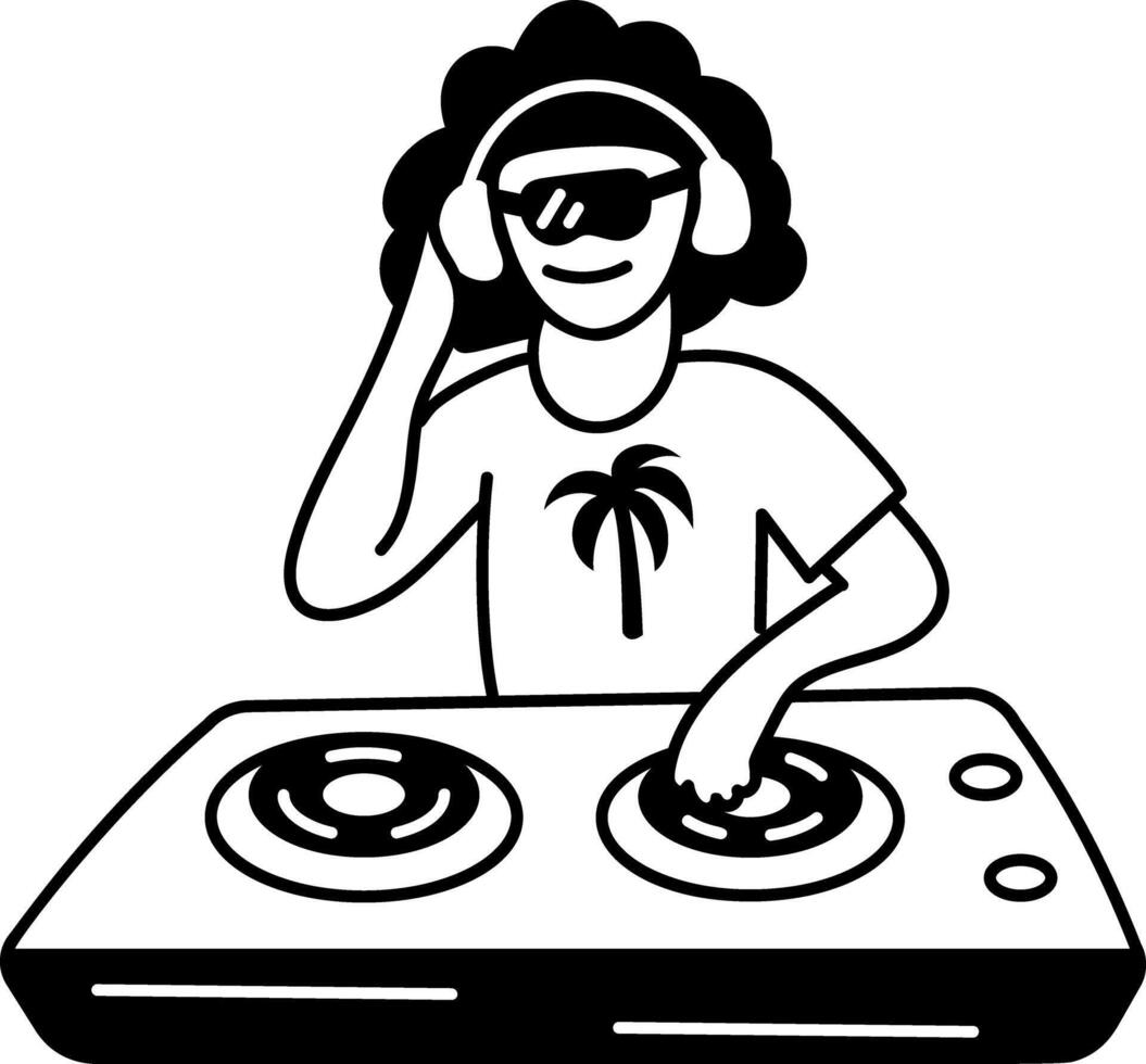Beach dj icon in hand drawn style vector