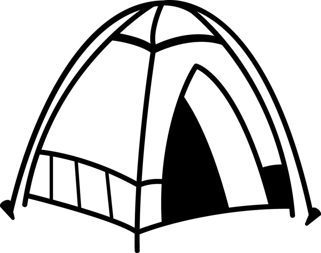 Camping tent icon in doodle style vector