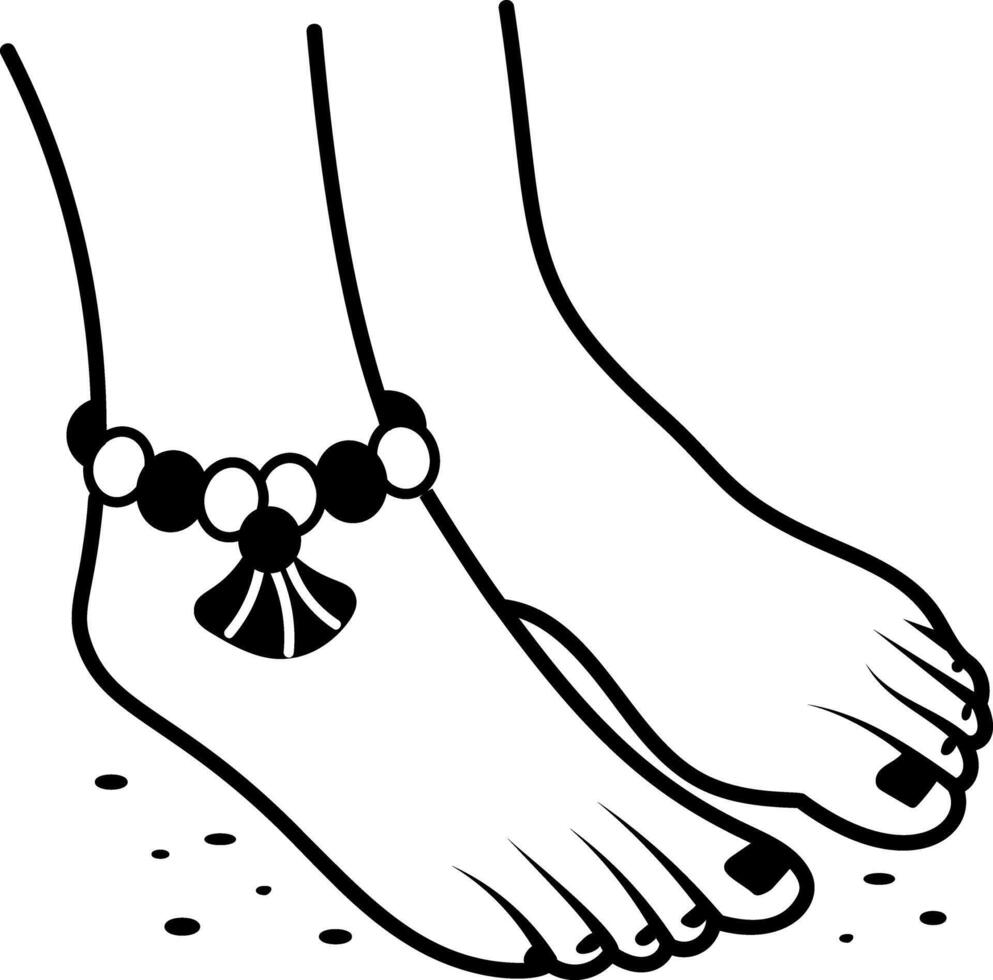 Sandy feet icon in hand drawn style vector