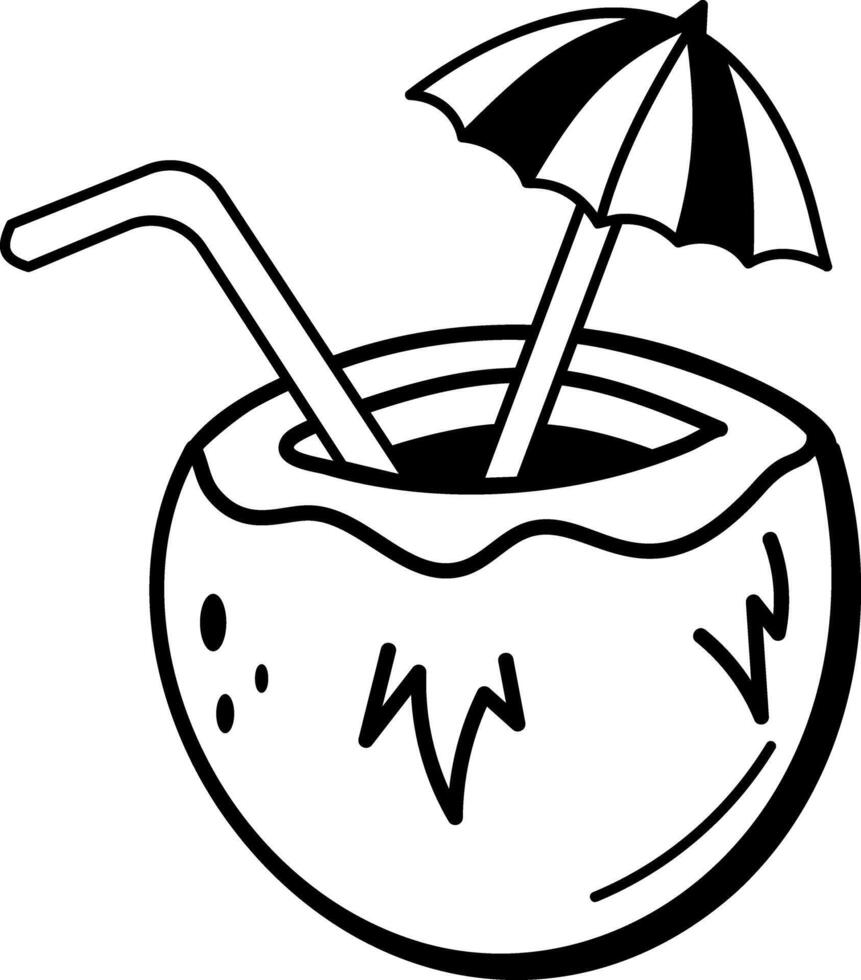 A hand drawn icon of coconut drink vector