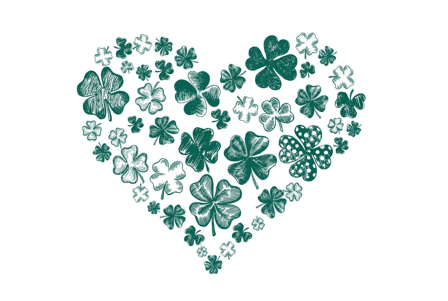 Heart of clover on white background. Patrick's day. vector