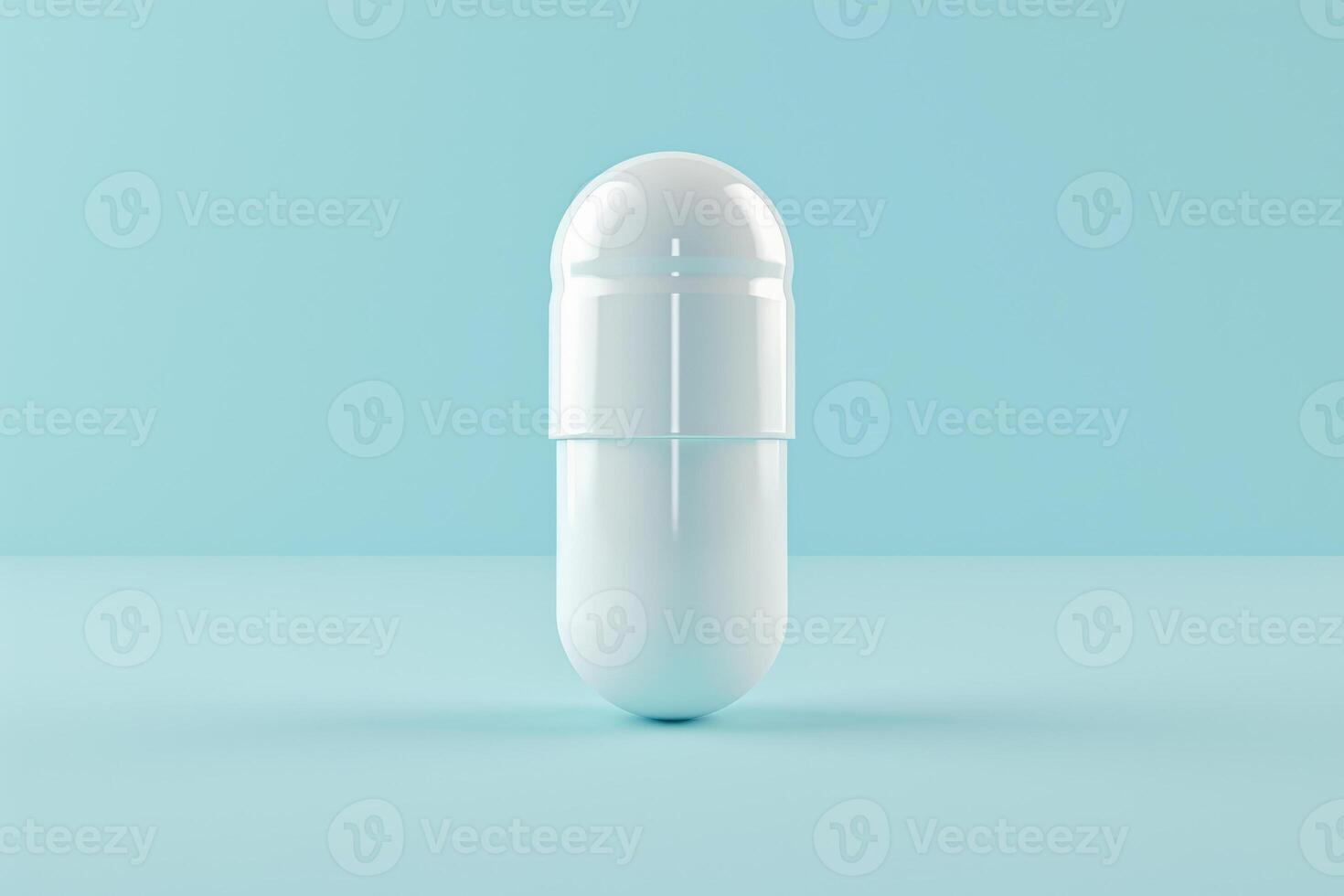 White pill on blue background 3d render photo