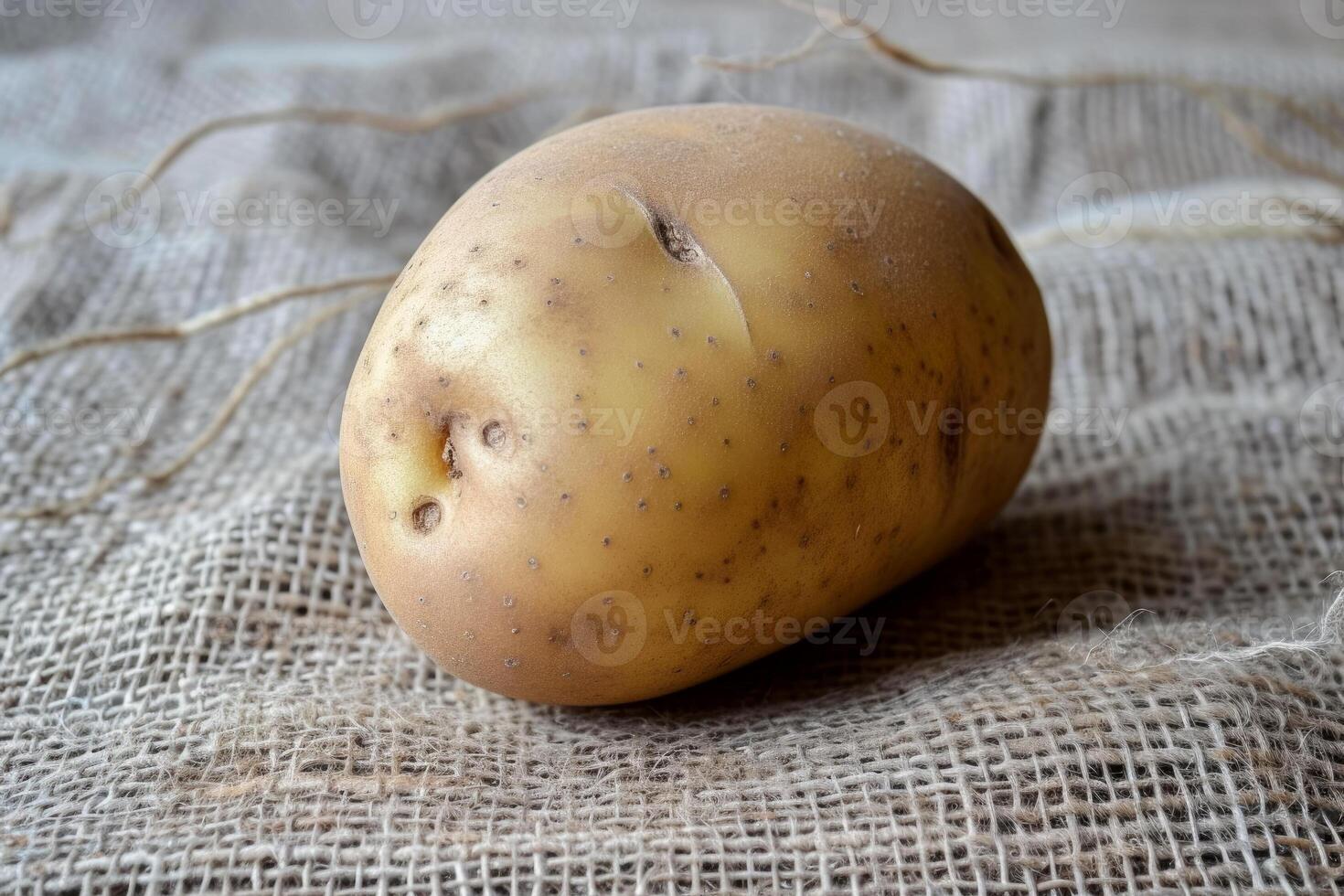 A potato on a sack cloth photo