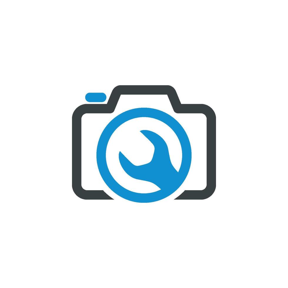 Camera and Wrench Icon Logo Template Illustration Design. EPS 10. vector