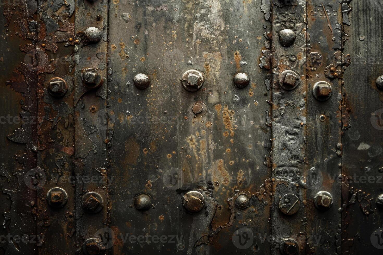 An old metal door with rivets and rivets photo