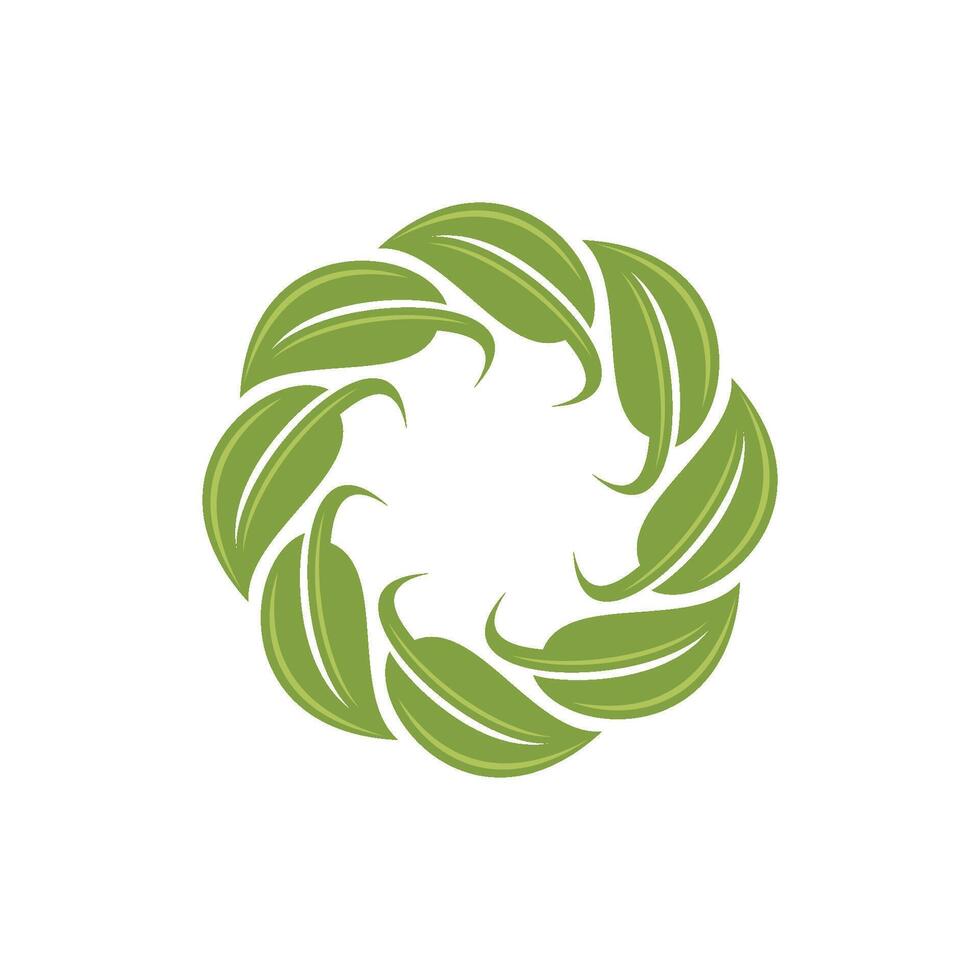 Green Leaves Decorative Circle Logo Template Illustration Design. EPS 10. vector